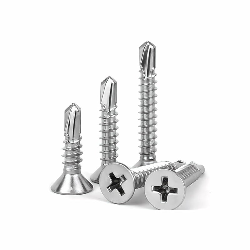 HEXPHANT #8 x 3/4" (100 Pack) Flat Head Phillips Drive Sheet Metal Screws, Stainless Steel 410 Self Drilling Screws,Countersun Head Fast Self-Tapping Screws for Metal, Plastic, Wood - Image 2